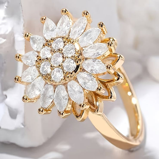 Anillo Giratorio de Girasol: Amor y Luz