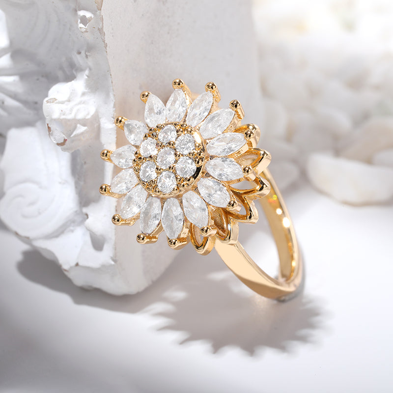 Anillo Giratorio de Girasol: Amor y Luz