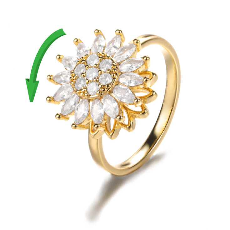 Anillo Giratorio de Girasol: Amor y Luz